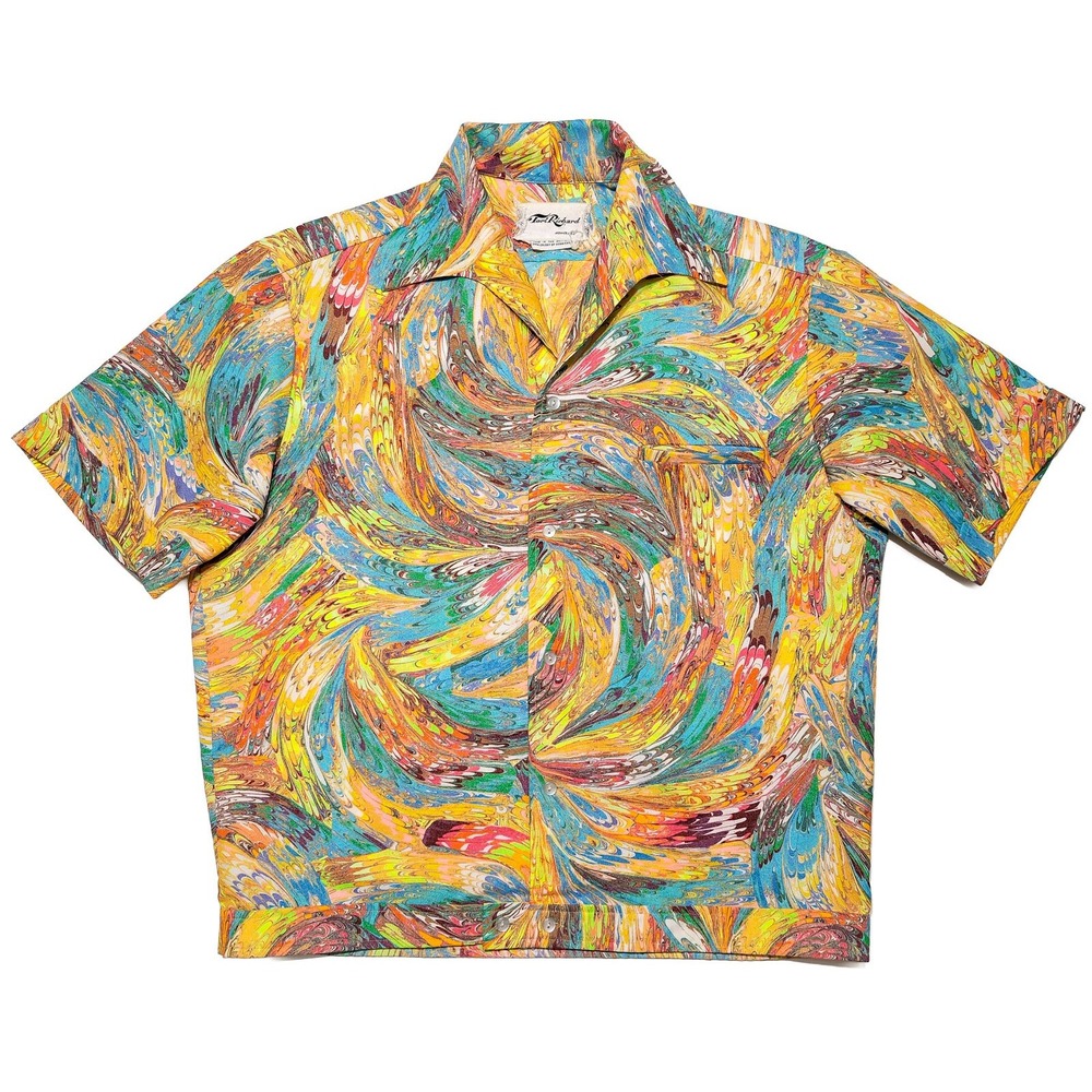 TORI RICHARD Hawaiian Shirt Mens XL Multi Color Excellent Vintage 1970s Marbled